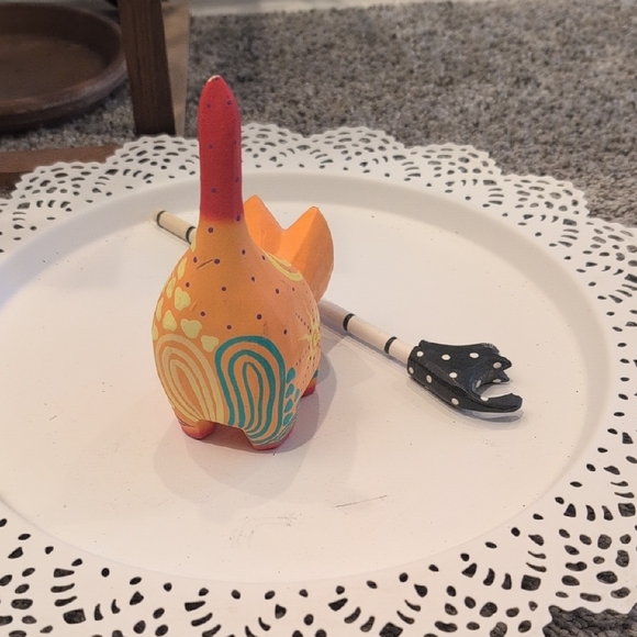 Colorful Cat Figurine with Decorative Stick - Picture 4 of 6